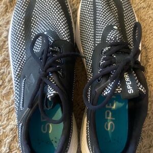 Sperry Black and White Sneakers with Mesh Design